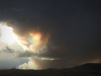 Low angle view of silhouette mountain against sky during sunset