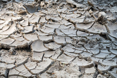 High angle view of cracked land