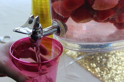 Close-up high angle view of drink in glass