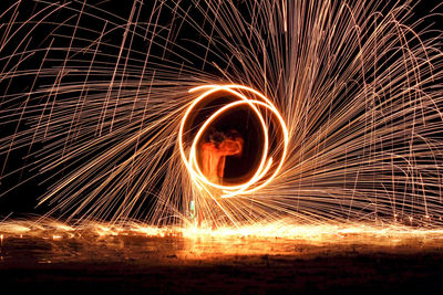 Fire show at night 