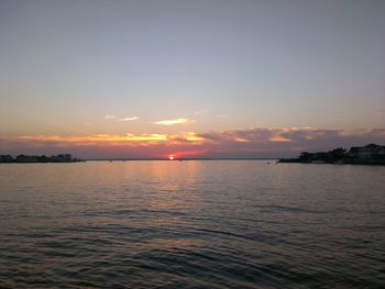 Scenic view of sea at sunset