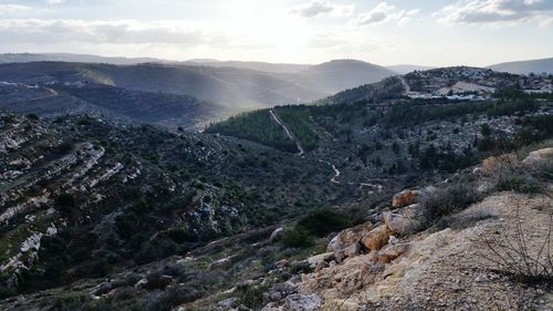 Scenic view of mountains against sky