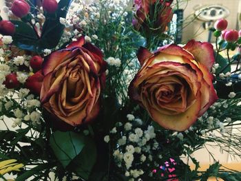 High angle view of rose bouquet