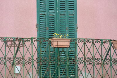 Closed metal gate of building