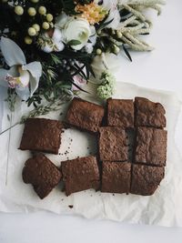 High angle view of cake on table