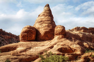 Low angle view of rock formations