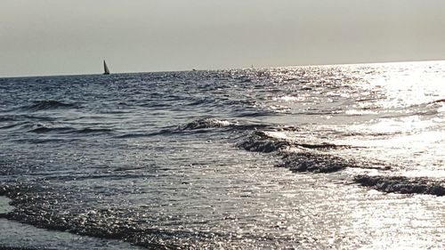 Scenic view of sea against clear sky