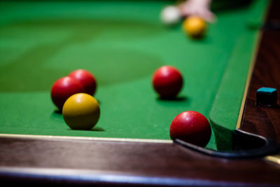 Balls on pool table