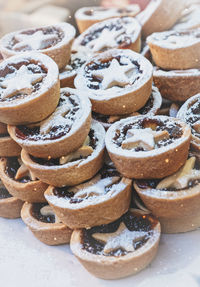 High angle view of cookies on table