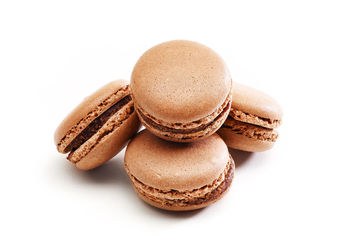 Close-up of cookies against white background