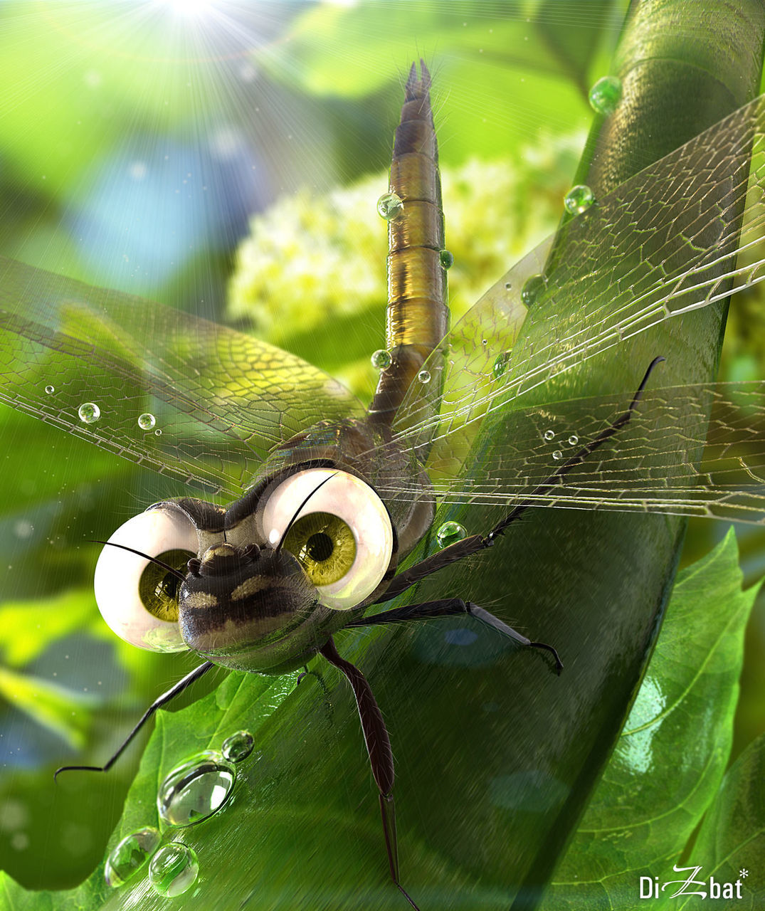 animal themes, one animal, animals in the wild, wildlife, insect, close-up, focus on foreground, green color, nature, leaf, natural pattern, plant, beauty in nature, zoology, day, spider, outdoors, selective focus, no people, dragonfly