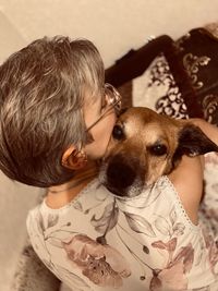 Portrait of girl with dog