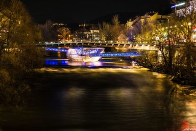 View of illuminated city at night