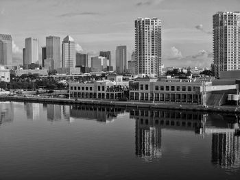 Reflection of city in river