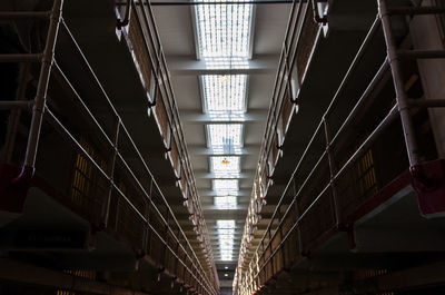 Low angle view of illuminated staircase in building