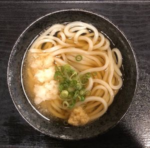 High angle view of soup in bowl