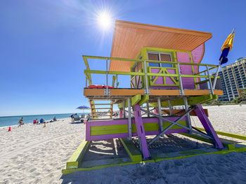 Rescue post, lifeguard tower on south beach in miami beach in the city of miami florida 