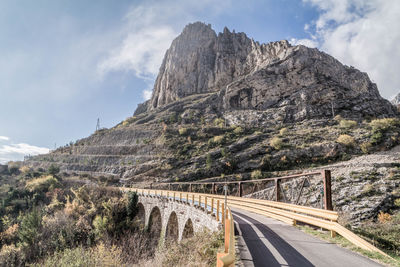 Road by mountain against sky