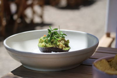 Close-up of salad in bowl on table