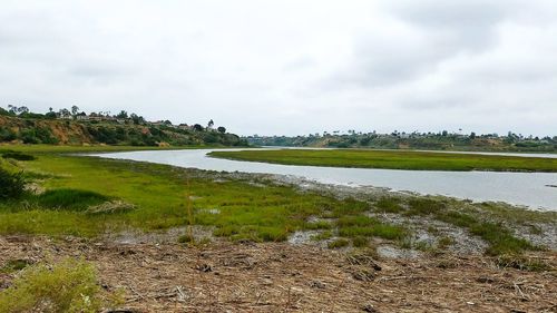 Scenic view of river against sky