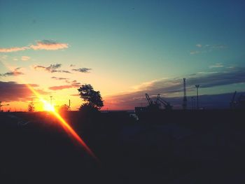 Silhouette landscape at sunset