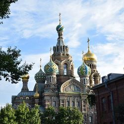 Low angle view of church against sky