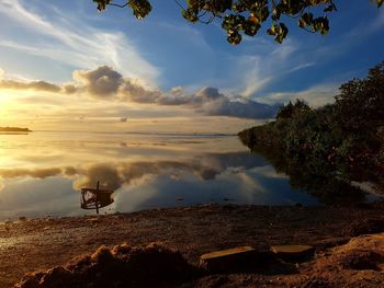 Scenic view of sea against sky at sunset