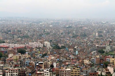 High angle view of townscape against sky