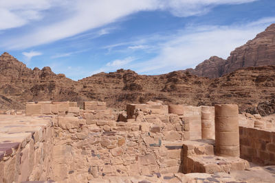 Archaelogical site of nabatean palace in wadi rum