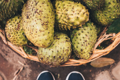 High angle view of fruits for sale at market stall