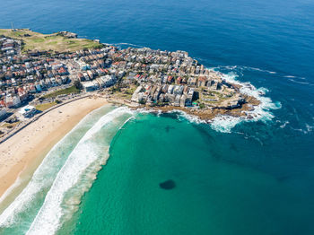 High angle view of buildings on beach