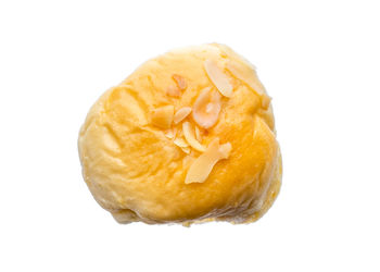 Close-up of orange slice against white background