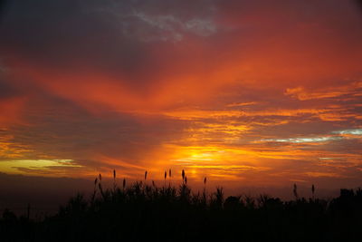 Scenic view of dramatic sky during sunset