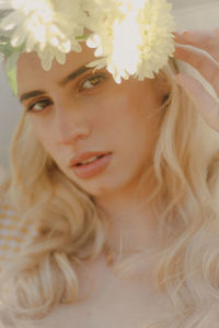 Close-up portrait of beautiful young woman