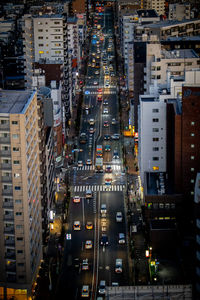 High angle view of traffic on tokyo city street