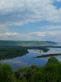 Scenic view of lake against sky