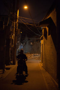 Illuminated street light at night