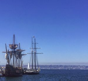 Ship moored at harbor