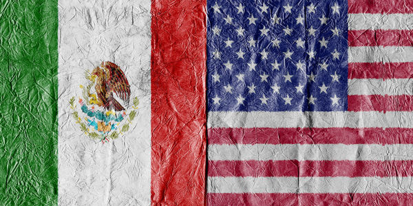 Full frame shot of mexican and american flags