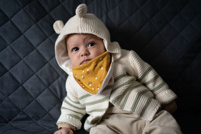 Portrait of cute girl holding teddy bear