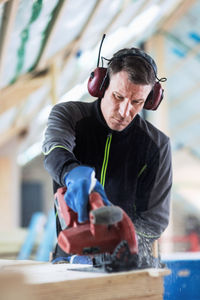 Man working with mask