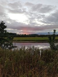 Scenic view of lake against sky