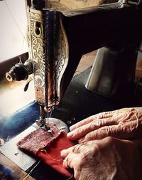 Close-up of hands working