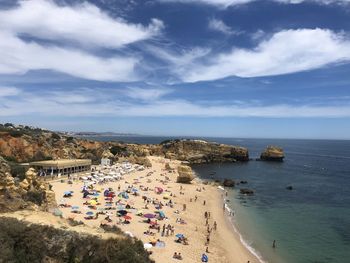 High angle view of beach against sky