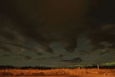 Scenic view of field against sky at night