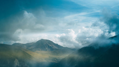 Scenic view of mountains against sky