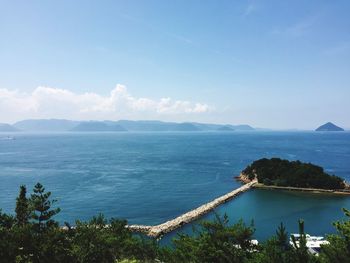 High angle view of sea against sky