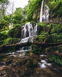 Scenic view of waterfall