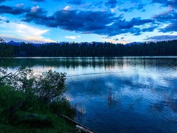 Scenic view of lake against sky
