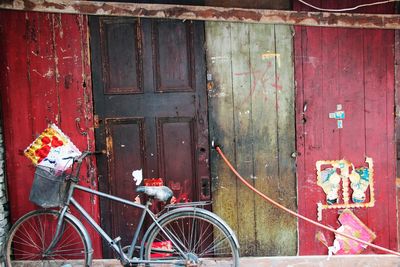 Close-up of multi colored bicycle